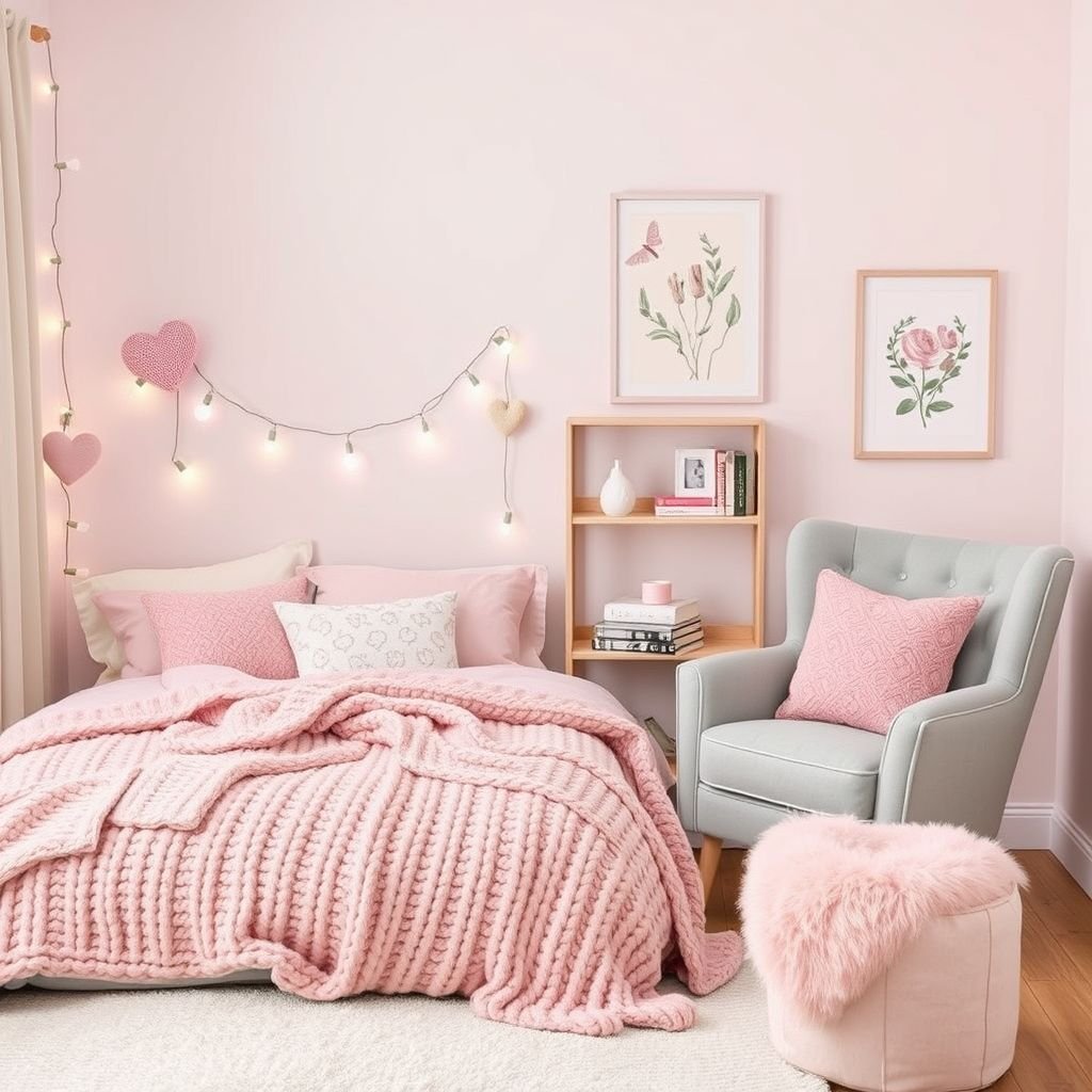 Cute cozy pink and grey bedroom | Mood Board